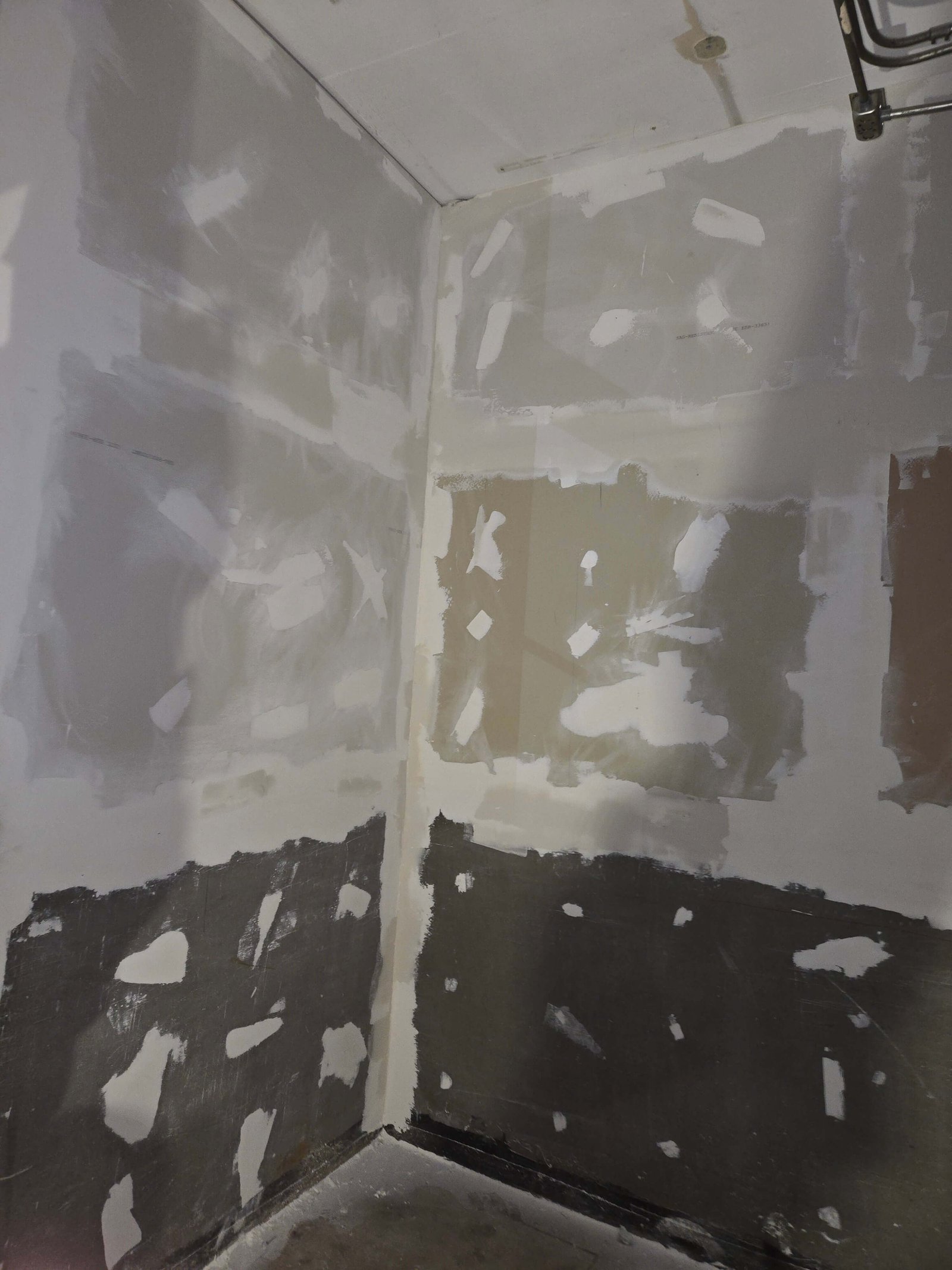 Commercial drywall corner mud and wall preparation detail